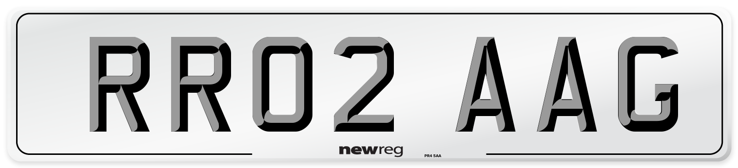 RR02 AAG Number Plate from New Reg